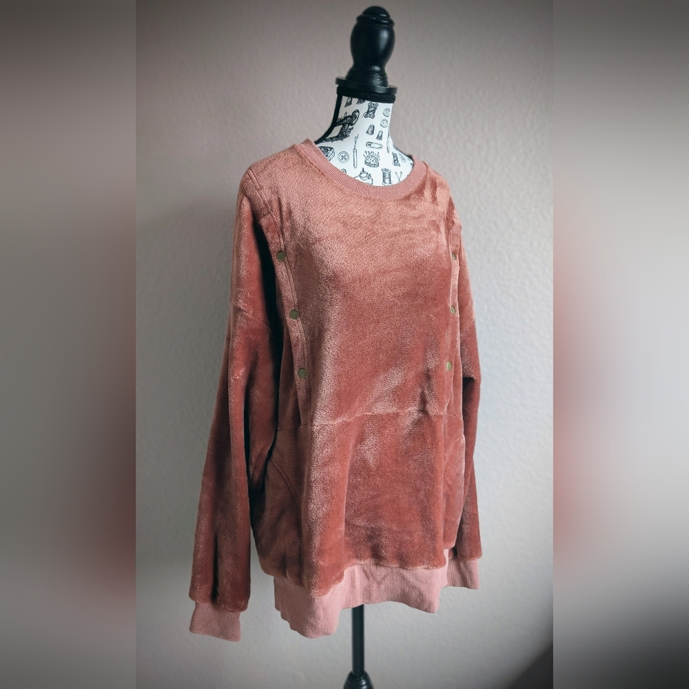🩷Latched Mama Fleece Snap Nursing Pullover VGUC Pockets Cozy Soft Medium 🩷